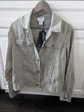 Gorgeous Brand New Jones New York Sage Green Linen Jacket Size S